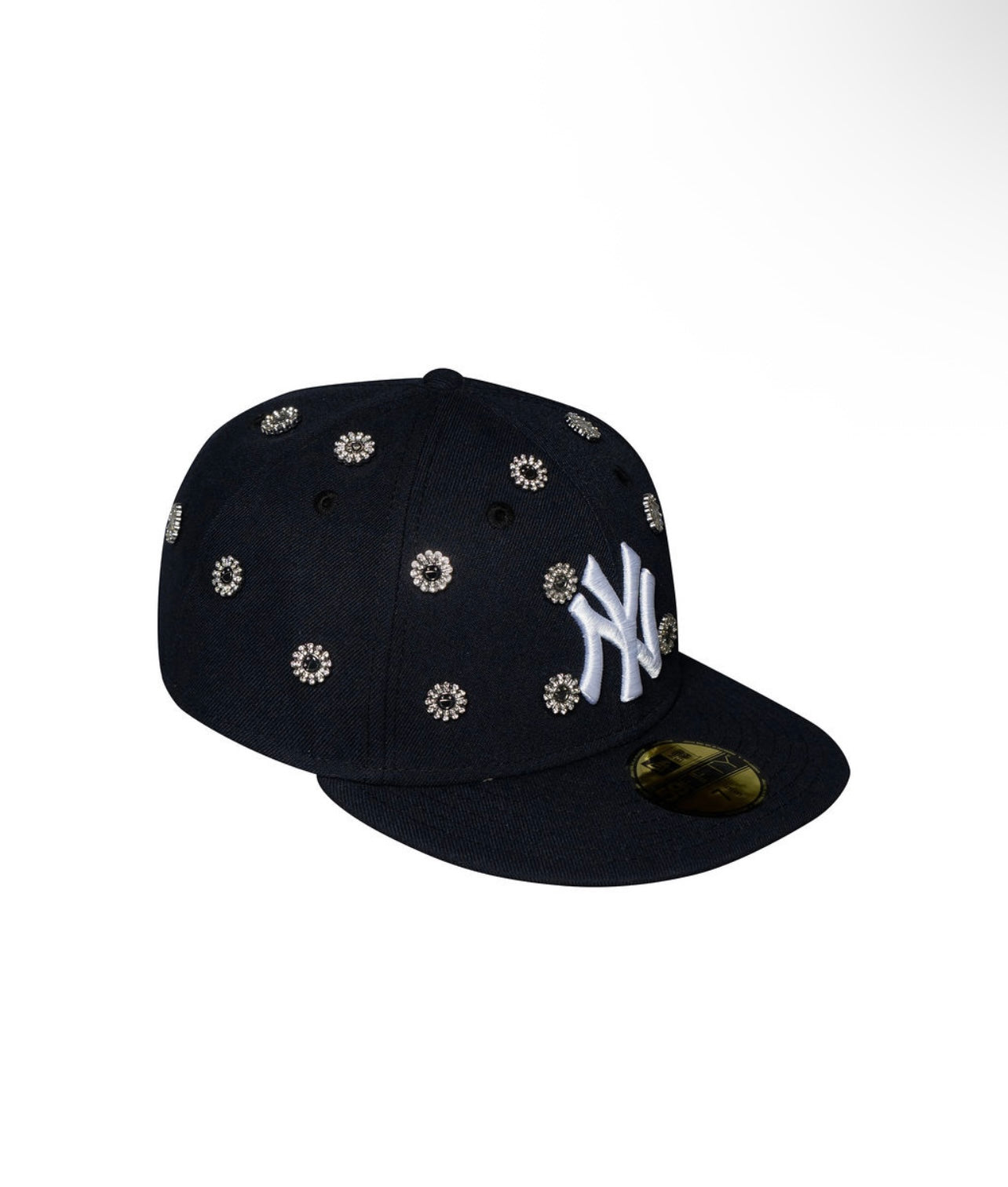 NY Blue Rhinestone Fitted Hat