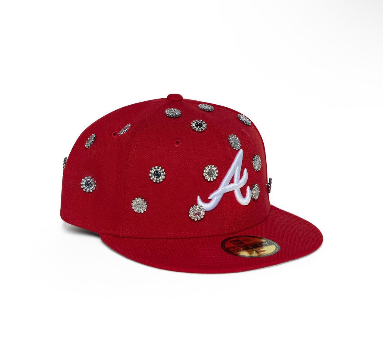Red Atlanta Rhinestone Fitted Hat