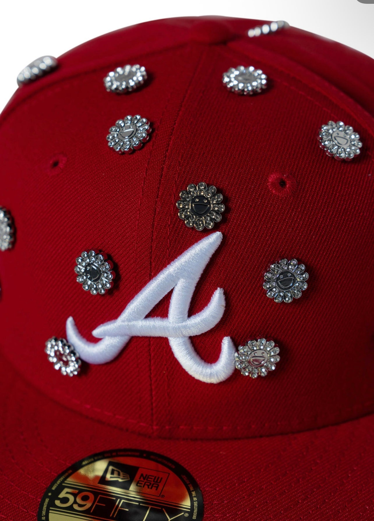Red Atlanta Rhinestone Fitted Hat