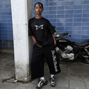 Black  "Do Not Disturb" Rhinestone Sweatshorts