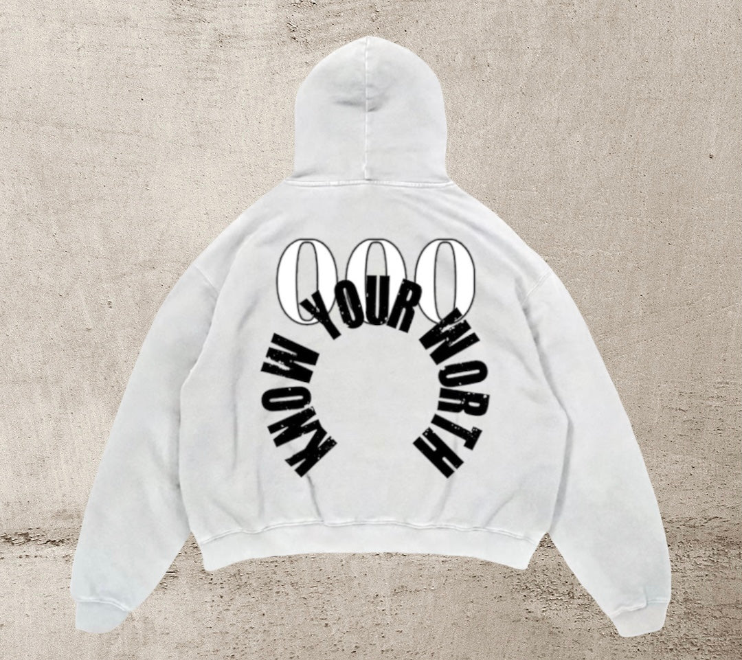 Unisex White "Know Your Worth" Hoodie