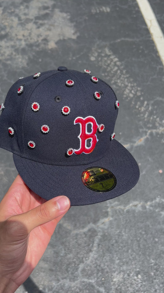 Boston Red Rhinestone Fitted Hat